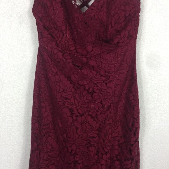 Lulus Flirting with Desire Burgundy Lace Bodycon Dress Small Whimsigoth Cocktail - Picture 9 of 13
